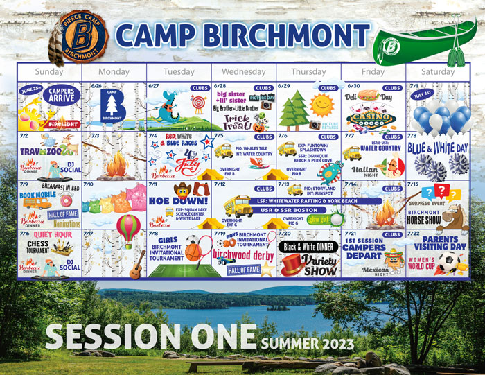 Camp Birchmont Summer Camp Calendars NH Kids Summer Camp